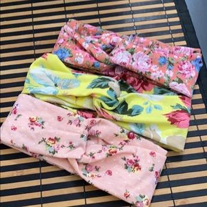 🌈3 New floral stretchy knotted headbands